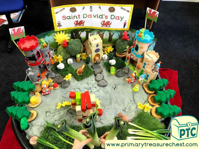 St David's Day Tuff Tray Small World Scene for Toddlers-EYFS Children