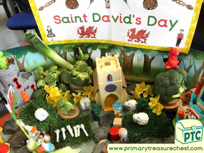 St David's Day Tuff Tray Small World Scene for Toddlers-EYFS Children