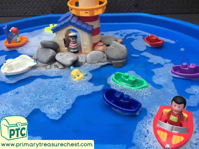 Transport - Lighthouse - Boats - Water Play - Role Play Sensory Play - Tuff Tray Ideas Early Years / Nursery / Primary 