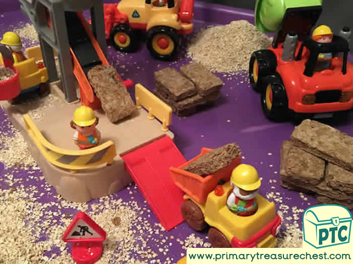 Transport Themed Builders - Building / Construction Site - Role Play Sensory Play- Tuff Tray Ideas Early Years / Nursery / Primary