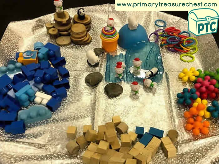 Winter / Polar Bear themed Construction Play  - Role Play Sensory Play - Tuff Tray Ideas Early Years / Nursery / Primary