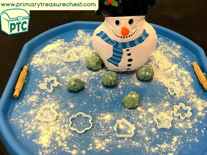 Winter Snowman themed Sensory Play dough - Role Play Sensory Play - Tuff Tray Ideas Early Years / Nursery / Primary