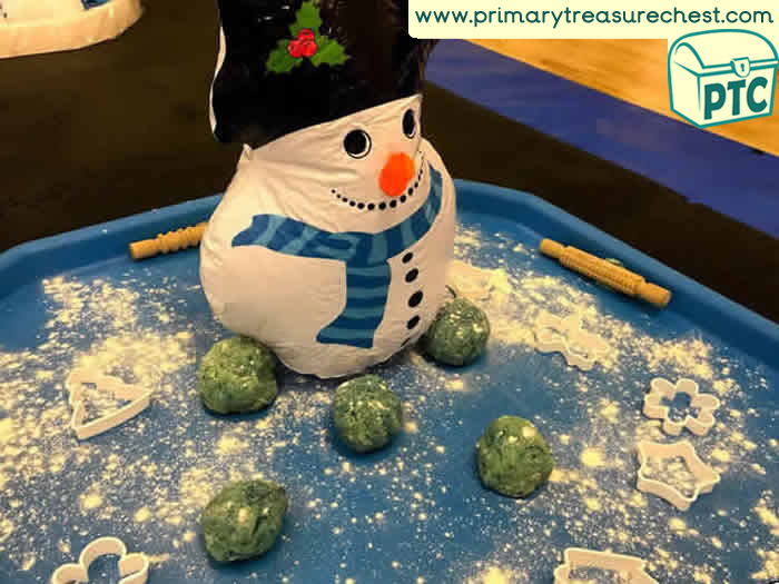 Winter Snowman themed Sensory Play dough - Role Play Sensory Play - Tuff Tray Ideas Early Years / Nursery / Primary