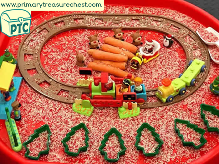Winter Wonderland  Santa s Train Ride tuff tray for Toddlers-EYFS Children 