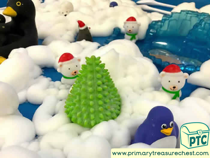 Winter Wonderland Animals IN CRAZY SOAP tuff tray for Toddlers-EYFS Children 