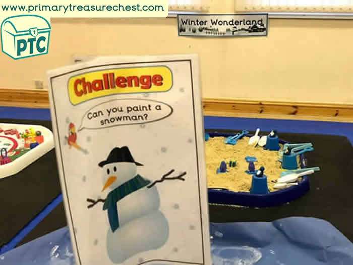 Winter Wonderland Creative Area  Challenge - Role Play Sensory Play - Tuff Tray Ideas Early Years / Nursery / Primary