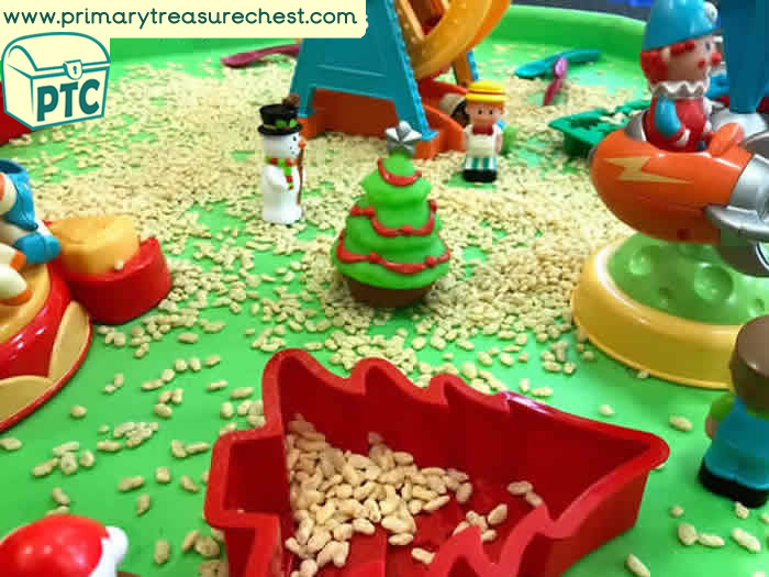 Winter Wonderland Rice Krispies tuff tray small world for Toddlers-EYFS Children 
