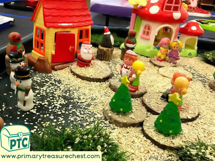 Winter Wonderland Santa's House Porridge Oats tuff tray for Toddlers-EYFS Children 