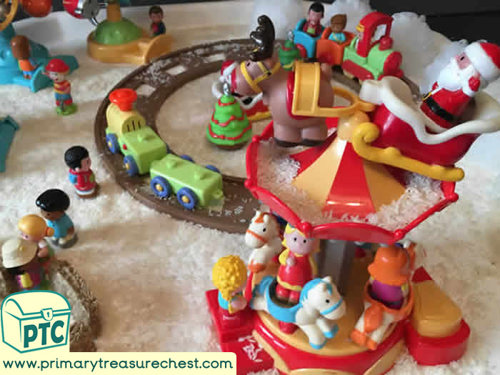 Winter Wonderland Santa Fair - Role Play Sensory Play - Tuff Tray Ideas Early Years / Nursery / Primary