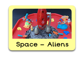 Space and alien Themed Tuff Trays for Toddlers-EYFS Children - Learning Through Play Sessions
