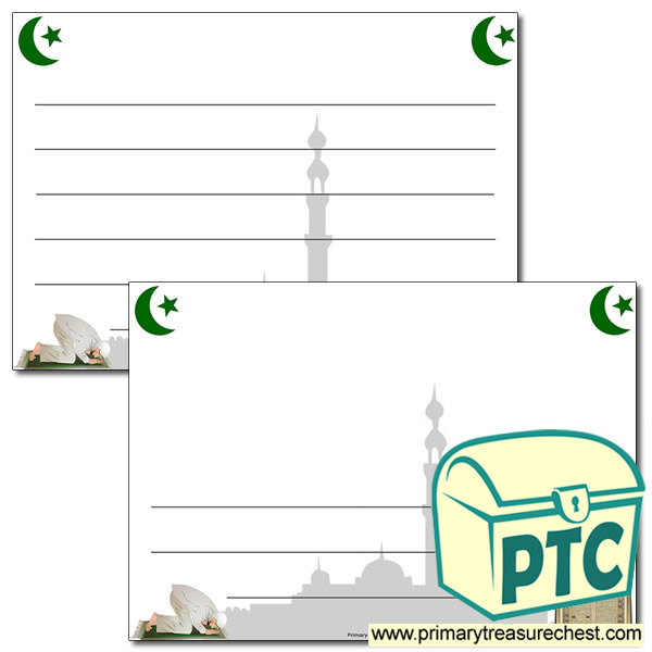 Ramadan Landscape Page Border/Writing Frame (wide lines)