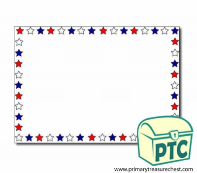 Red, White and Blue Stars Landscape Page Border/Writing Frame (no lines)