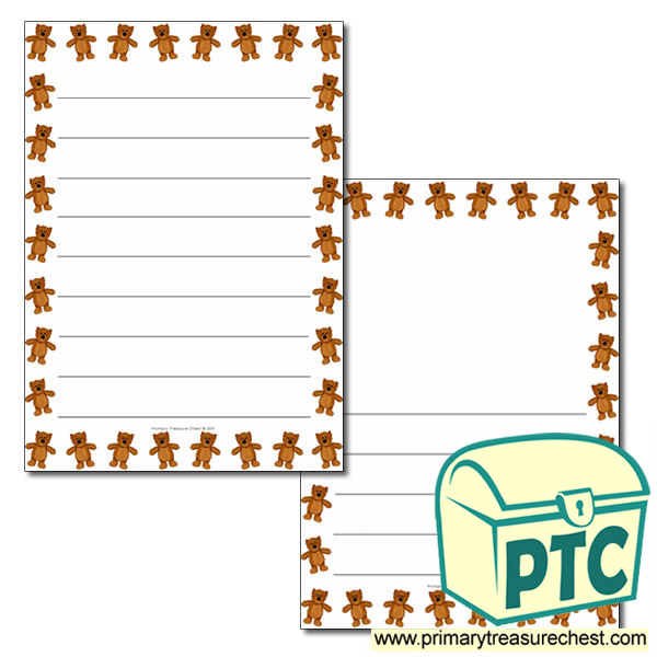 Teddy Bear themed Page Border/ Writing Frames (wide lines)
