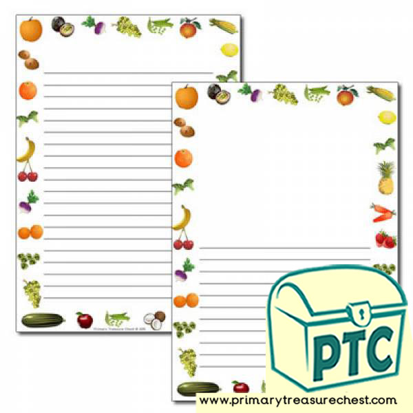 Fruit and Vegetables themed Page Border /Writing Frame (narrow lines)