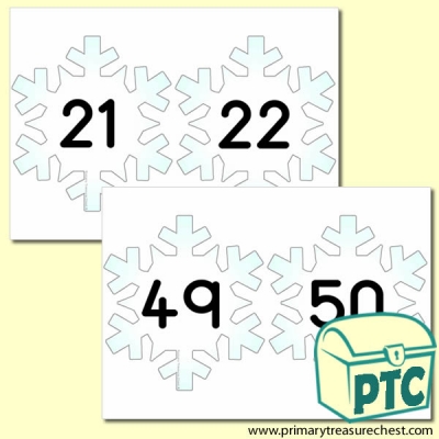 snowflake Themed Number Line 21 to 50