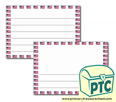 American Flag Landscape Page Border/Writing Frame (wide lines)