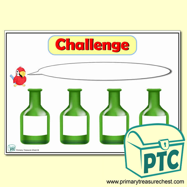 Green Bottle Number Line Challenge Poster