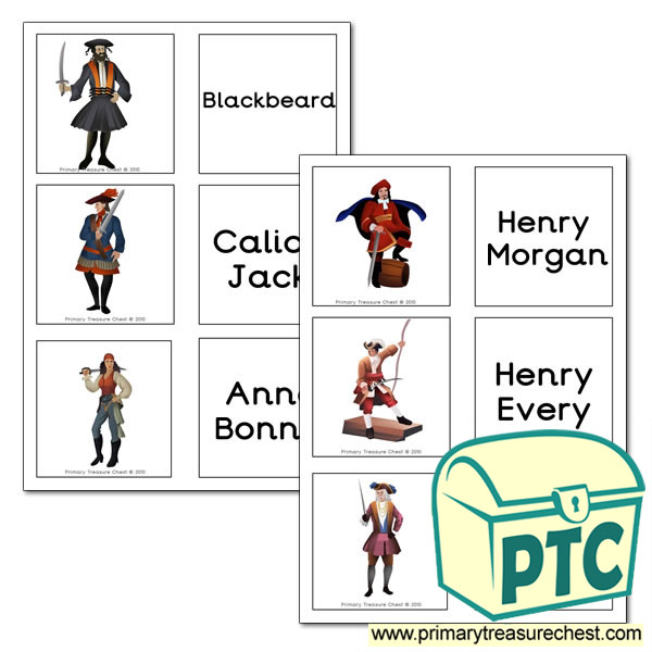 Famous Pirate hemed Matching Cards