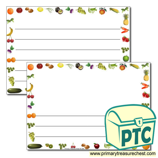 Fruit and Vegetables themed Landscape Page Border /Writing Frame (wide lines)