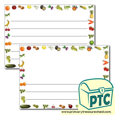 Fruit and Vegetables themed Landscape Page Border /Writing Frame (wide lines)