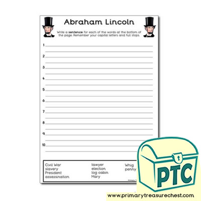Abraham Lincoln Sentence Worksheet