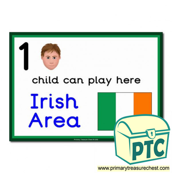 Irish Area Sign - 'How Many Children Can Play Here' Classroom Organisation Posters