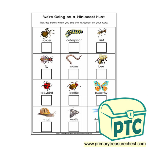 Minibeasts Themed We're Going on a Hunt Worksheet
