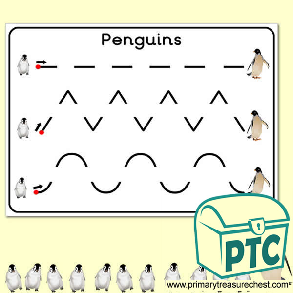 Penguin themed Pre-Writing Patterns - Penguin Awareness Day Resources