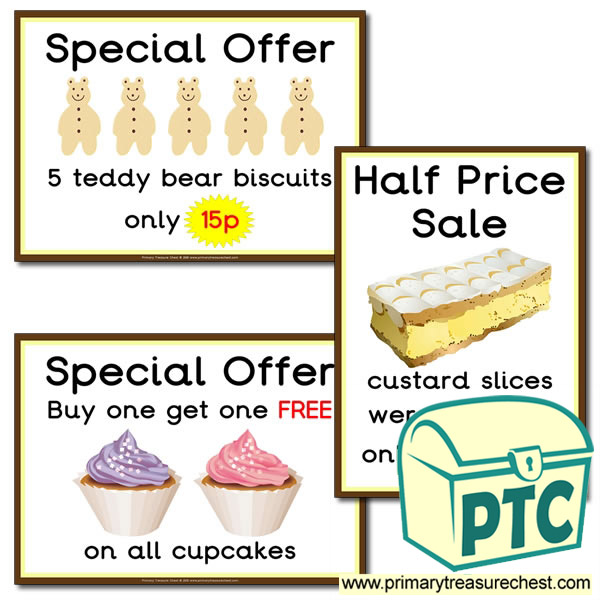 Role Play Cake Shop Special Offer Posters 1-20p