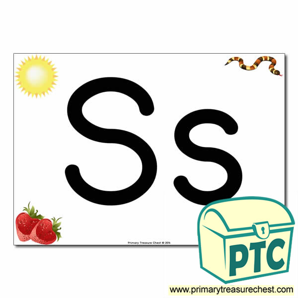'Ss' Upper and Lowercase Letters A4 posterposter with realistic images