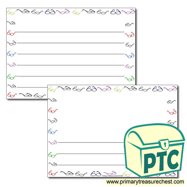 Glasses Themed Landscape Page Border/Writing Frame (wide lines)