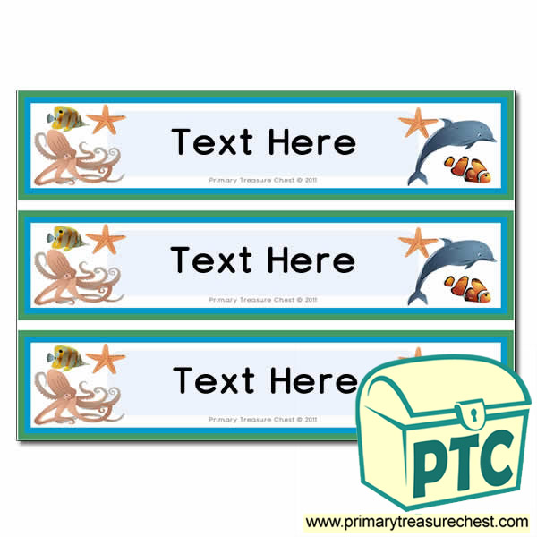 Sea Life Themed Pupil Drawer Labels (Large)