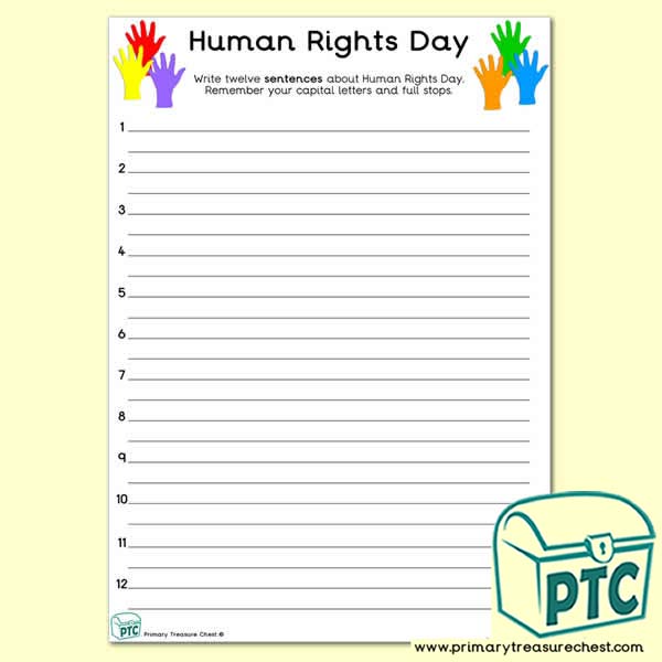 Human Rights Day Sentence Writng Activity Wroksheet