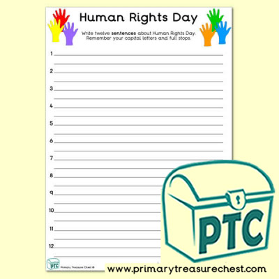 Human Rights Day Sentence Writng Activity Wroksheet