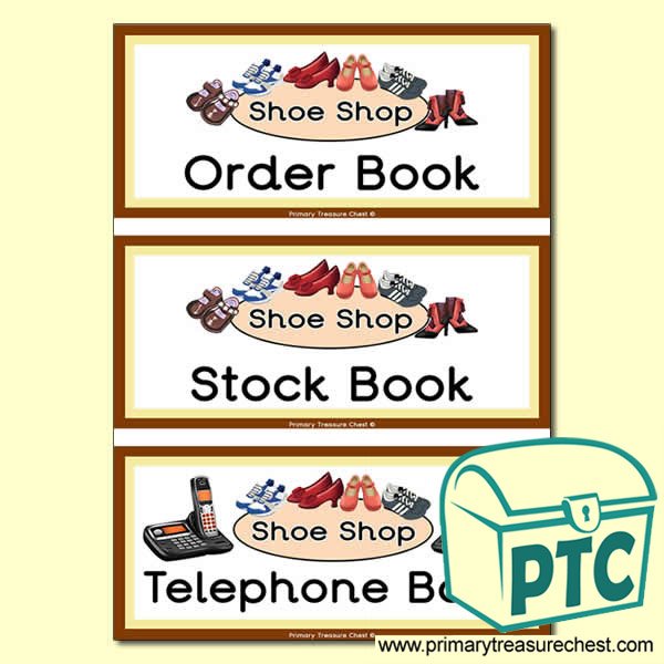 Shoe Shop Role Play Book Covers / Labels