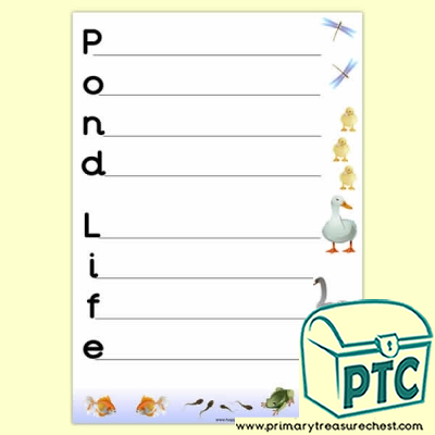 Pond Life Acrostic Poem Sheet