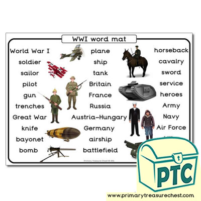 World War One Themed Word Mat