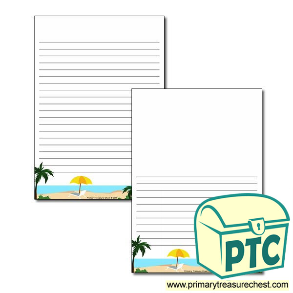 Tropical Island Page Border/Writing Frame (narrow lines)