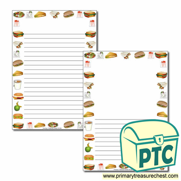 Sandwich Shop Themed Page Border/Writing Frame (narrow lines)