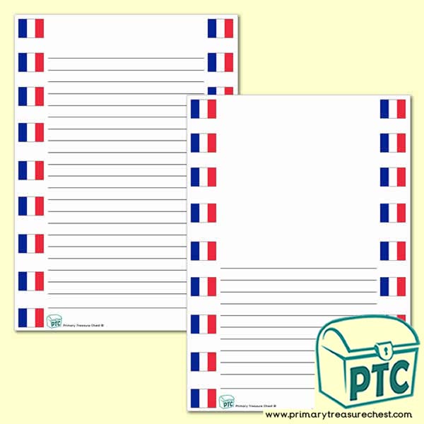 French Flag Page Border/Writing Frame (narrow  lines)