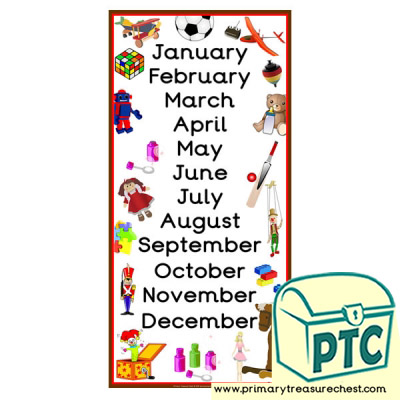Toy Themed Months of the Year Poster