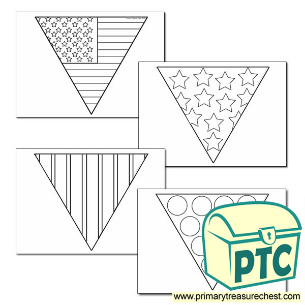 American Flag Themed Colouring-in Bunting