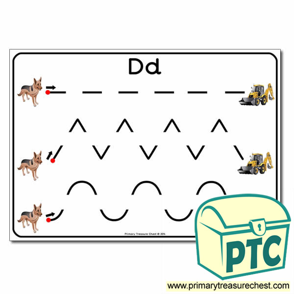 'Dd' Themed Pre-Writing Patterns Activity Sheet