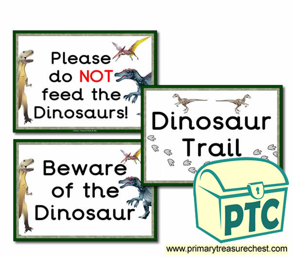 Dinosaur Shop Role Play Signs