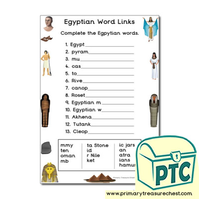 Ancient Egypt Themed Anagram Worksheet