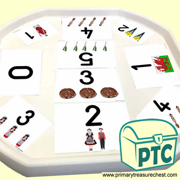 St. David's Day  Themed Number Tuff Tray Cards