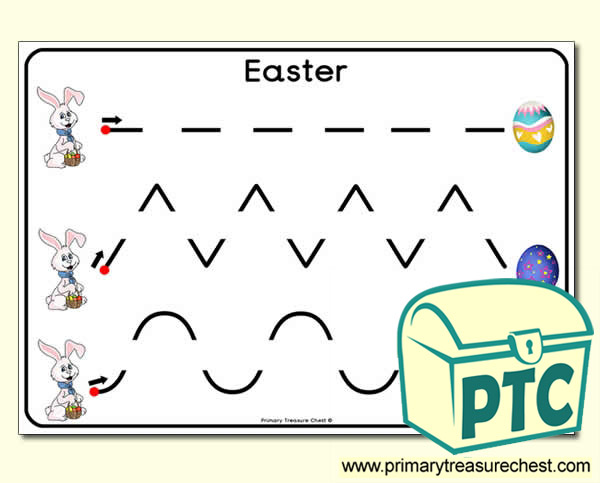 Easter themed pre-writing patterns activity sheets
