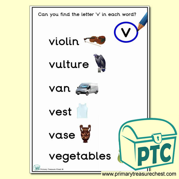 Find the Letter 'v' Activity Sheet