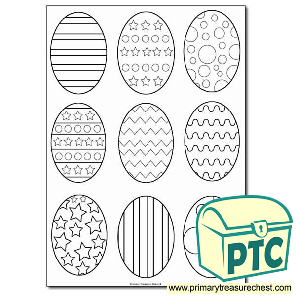 Easter Egg Colouring Sheet (9 eggs per A4)