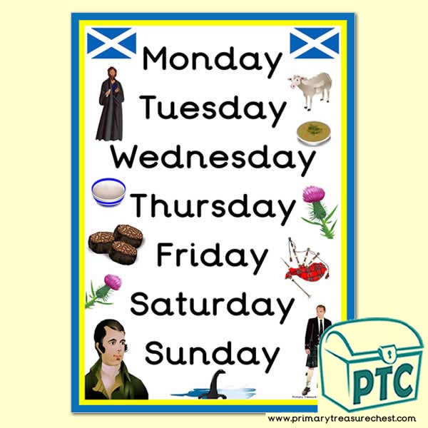 Scottish Themed Days of the Week Poster